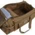 The Condor Colossus Duffle Bag 60L, shown in tan with its main compartment open, reveals a roomy interior and inner mesh pocket—perfect for organizing first responder or military gear.
