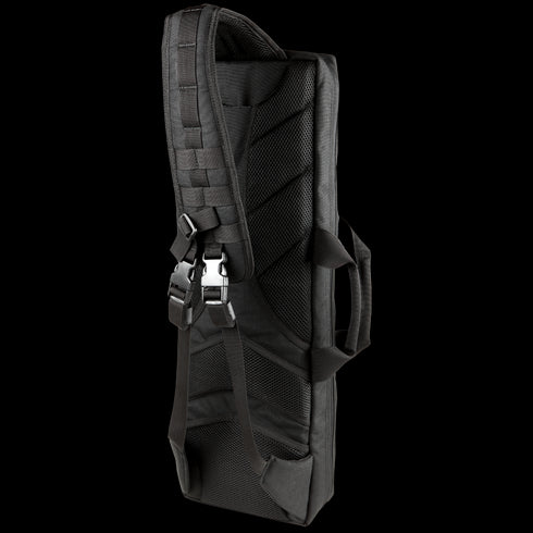 The Condor 25 Transporter Case is a black padded carrying case with shoulder straps, side handle, and buckle closures—perfect for first responder or shooting range gear.