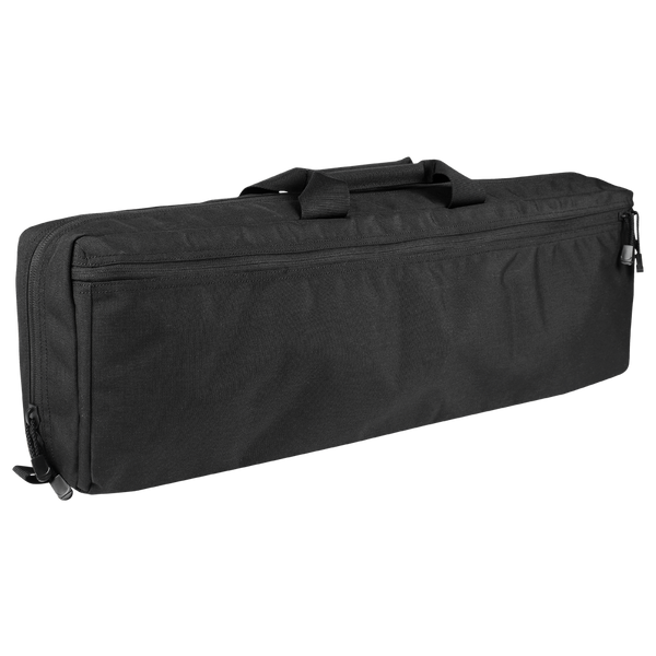 The Condor 25 Transporter Case is a black rectangular bag with a zipper closure, front pocket, and two top handles—perfect for carrying first responder gear or essentials to the shooting range.