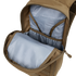 The Condor Fuel Hydration Backpack 18L in tan features a light blue interior with multiple pockets and compartments for organized gear storage.