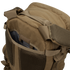 A close-up of the Condor Convoy Backpack 22L in brown, designed for EDC, featuring an open front pocket with mesh details and padded shoulder straps.