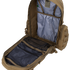 The Condor Convoy Backpack 22L is displayed open, revealing a spacious main compartment with inner pockets and a mesh zippered section on the front flap—perfect for military or law enforcement use.