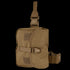 The Condor Gas Mask Leg Rig is a tan tactical pouch featuring a buckle closure, adjustable straps, and hook-and-loop patches on the front—perfect for military or first responder use.