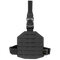 The Condor LCS Drop Leg Panel in black features adjustable straps, buckle closure, and MOLLE-compatible laser-cut slots for gear attachment.