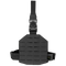 The Condor LCS Drop Leg Panel in black features adjustable straps, buckle closure, and MOLLE-compatible laser-cut slots for gear attachment.