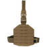 The Condor LCS Drop Leg Panel in tan features laser-cut MOLLE slots, adjustable straps, and a quick-release buckle, shown against a white background.