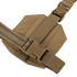 A close-up of the Condor LCS Drop Leg Panel shows a tan nylon strap with a plastic side-release buckle attached to its padded, hexagonal fabric panel.