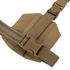 A close-up of the Condor LCS Drop Leg Panel shows a tan nylon strap with a plastic side-release buckle attached to its padded, hexagonal fabric panel.
