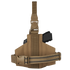 The Condor LCS RDS Leg Holster is a tan tactical thigh holster with adjustable straps and buckle, designed to securely hold a black handgun.