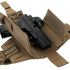 The Condor LCS RDS Leg Holster, shown in tan, securely holds a black handgun with optic using straps and Velcro closures, making it ideal for law enforcement or military use.