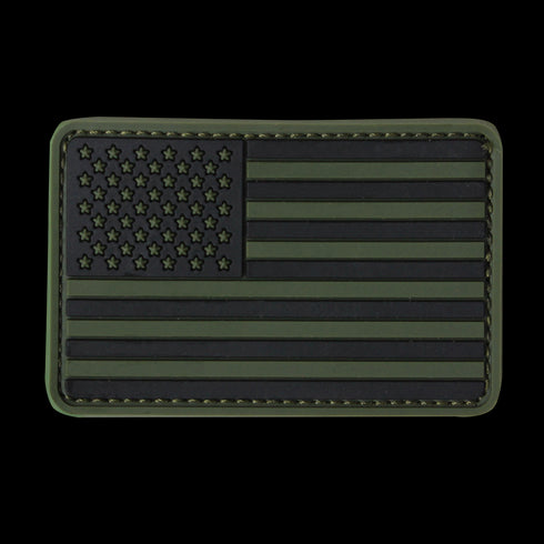 The Condor US Flag PVC Patch features a subdued black and olive green American flag design, ideal for military, law enforcement, or tactical gear.