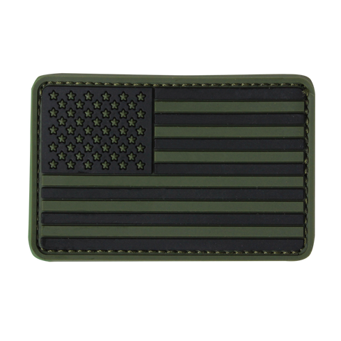 The Condor US Flag PVC Patch features a subdued black and olive green American flag design, ideal for military, law enforcement, or tactical gear.