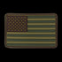 The Condor US Flag PVC Patch features a subdued green and brown stars-and-stripes design, outlined with stitching—perfect for law enforcement uniforms or bushcraft gear.