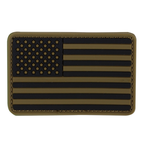The Condor US Flag PVC Patch features a subdued black and olive green design with muted stars and stripes—ideal for military personnel or showcasing pride at the shooting range.