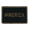 The Condor MERICA PATCH is a rectangular black fabric patch with #MERICA embroidered in olive green—ideal for military uniforms or shooting range gear.