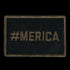 The Condor MERICA PATCH is a rectangular black fabric patch with #MERICA embroidered in olive green—ideal for military uniforms or shooting range gear.