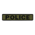 The Condor Police Patch is a rectangular fabric patch with an olive green background, black border, and bold black POLICE lettering—perfect for military applications or use at the shooting range.