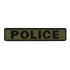 The Condor Police Patch is a rectangular fabric patch with an olive green background, black border, and bold black POLICE lettering—perfect for military applications or use at the shooting range.