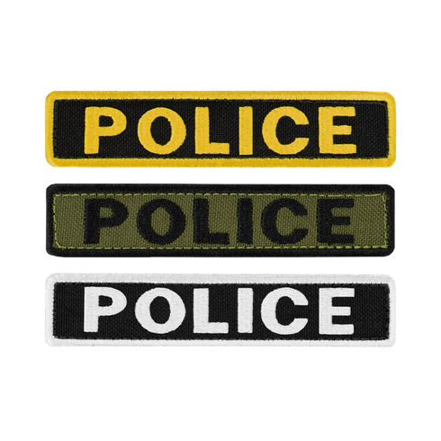 This set includes three Condor Police Patches with yellow, green, and white borders, each featuring bold POLICE lettering—an ideal accessory for law enforcement officers or first responders.