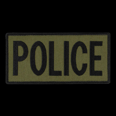 The Condor Police Patch features a rectangular olive design with bold black POLICE lettering—ideal for first responders or adding authority to your bushcraft or shooting range gear.
