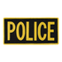The Condor Police Patch features large yellow POLICE lettering on a black background with a yellow border—perfect for military or shooting range use.