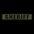 The Condor Sheriff Patch is a rectangular olive green fabric patch with bold black SHERIFF lettering, ideal for law enforcement or first responder uniforms.