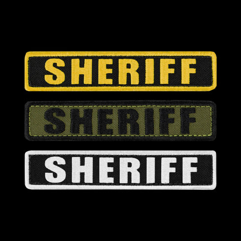 The Condor Sheriff Patch comes in yellow, green, and white color schemes with SHERIFF in bold caps—ideal for tactical or first responder uniforms.