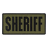 The Condor Sheriff Patch features a rectangular olive-green design with bold black SHERIFF lettering, ideal for law enforcement or tactical uniforms.