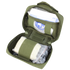 The Condor First Response Pouch - Scorpion OCP is shown open, revealing organized compartments with bandages and sealed medical supplies inside.