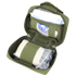 The Condor First Response Pouch - Scorpion OCP is shown open, revealing organized compartments with bandages and sealed medical supplies inside.