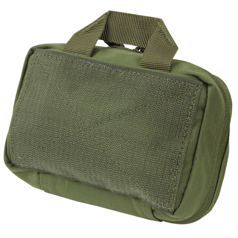 The Condor First Response Pouch - Scorpion OCP is a compact olive green fabric pouch with a zipper closure, carrying handles, and a textured front panel, shown on a plain white background.