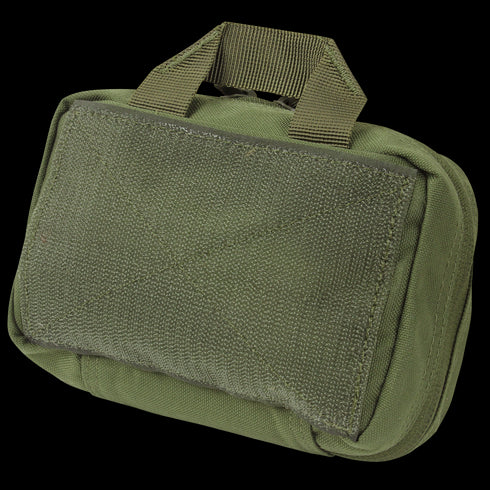 The Condor First Response Pouch - Scorpion OCP features a zipper, carrying handle, and large front pocket with hook and loop closure—ideal for first responders or military use.