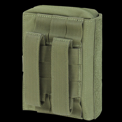 Condor First Response Pouch - Scorpion OCP features MOLLE webbing on the back for easy attachment to backpacks or vests, making it perfect for military or first responder use.