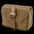 The Condor First Response Pouch in coyote brown features a flap with a plastic buckle and strap, is made of durable fabric, and offers MOLLE compatibility—perfect for attaching to gear and responding to emergencies.