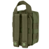 The Condor Rip-Away EMT Pouch Lite in olive green features durable fabric, a top carrying handle, and two snap-button straps on the back for secure attachment.
