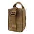 The Condor Rip-Away EMT Pouch Lite is a compact, tan pouch with a top handle, front buckle closure, and horizontal MOLLE webbing—ideal for EDC or law enforcement use at the shooting range.