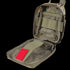 The Condor Rip-Away EMT Pouch Lite - Scorpion OCP is an open tactical pouch in camouflage, featuring internal elastic straps, a mesh pocket, and a red pull tab.