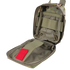 The Condor Rip-Away EMT Pouch Lite - Scorpion OCP is an open tactical pouch in camouflage, featuring internal elastic straps, a mesh pocket, and a red pull tab.