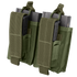 Two Condor Double M14 Kangaroo Mag Pouches in Olive Drab, each with securing flaps and pull tabs, hold black magazines.