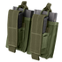 Two Condor Double M14 Kangaroo Mag Pouches in Olive Drab, each with securing flaps and pull tabs, hold black magazines.