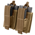 The Condor Double M14 Kangaroo Mag Pouch holds two metal magazines, secured with fabric straps and hook-and-loop closures—perfect for military or shooting range use.