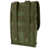 The Condor Small Utility Pouch is a green tactical pouch with MOLLE webbing and two snap-button straps on the back, designed for easy attachment to compatible gear or backpacks.