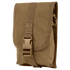 The Condor Small Utility Pouch, made of durable tan fabric with a front flap secured by a buckle and strap, is ideal for military or range use. Shown against a white background.