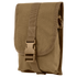 The Condor Small Utility Pouch, made of durable tan fabric with a front flap secured by a buckle and strap, is ideal for military or range use. Shown against a white background.
