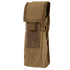 The Condor Water Bottle Pouch in Coyote Brown features durable fabric, a flap closure with Velcro strap, and MOLLE compatibility—perfect for carrying small gear or a water bottle on your pack.