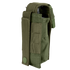 The Condor Single Flashbang Pouch is an olive green tactical nylon pouch with a top flap, snap closure strap, and front webbing, designed to carry small gear or accessories.
