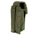 The Condor Single Flashbang Pouch is an olive green tactical nylon pouch with a top flap, snap closure strap, and front webbing, designed to carry small gear or accessories.
