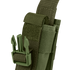 A close-up view of the Condor Single Flashbang Pouch in green, made of tactical nylon with a plastic buckle and Velcro strap.