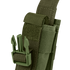 A close-up view of the Condor Single Flashbang Pouch in green, made of tactical nylon with a plastic buckle and Velcro strap.