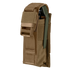 The Condor Single Flashbang Pouch in coyote brown nylon features a quick-release buckle closure and holds a metal tool partially visible on the right side.
